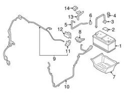 Genuine Porsche 95B971226F Positive Battery Junction Block Cable; Front - Porsche
