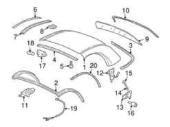 Genuine Porsche 98656160500A09 Convertible Top Frame Guide; Left, Right - Porsche | 98656160500 98656160501A09 9865617050101C 9965617050001C
